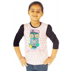 Naughty Ninos OWL printed and embellished Tshirt in Baby Pink and Black combo